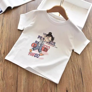 清仓福利 T恤中大儿童宝宝休闲百搭上衣夏 双纱棉女童韩系洋气短袖