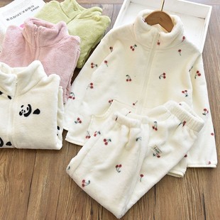 可外穿 儿童珊瑚绒睡衣裤 杜小宅暖暖绒系列 男女童立领家居服套装