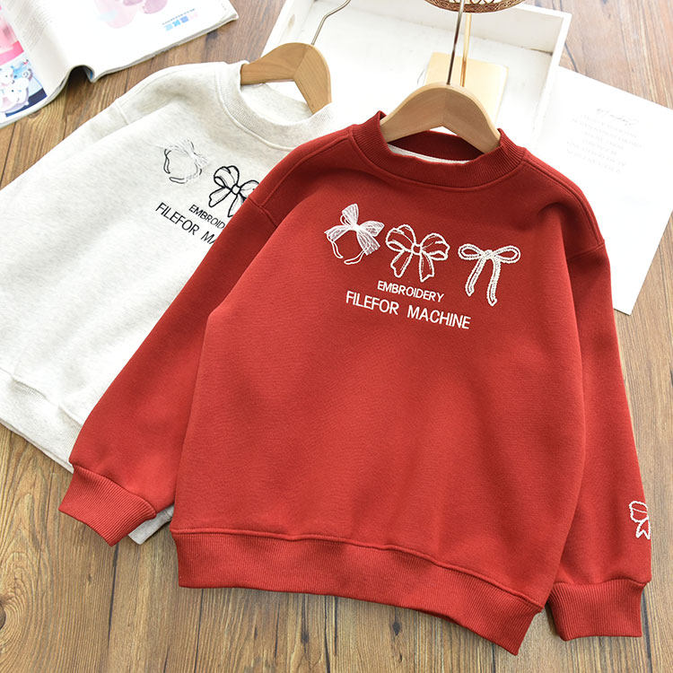 女童一体绒保暖重工绣蝴蝶结新年款套头卫衣 中大儿童内搭上衣冬,童装/婴儿装/亲子装,卫衣/绒衫,淘宝优惠券,粉丝福利购,淘宝优惠卷