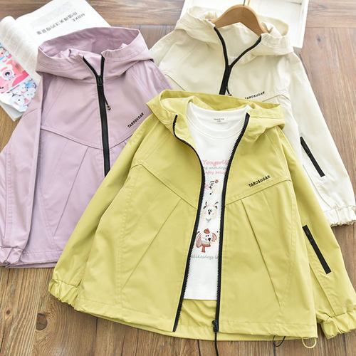 女童户外三防连帽冲锋衣中大儿童休闲防水防风衣实用外套2025春秋