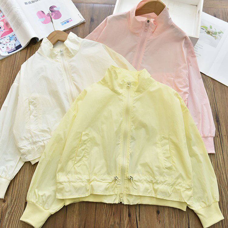 时髦薄款防晒|女童薄款纯色立领防晒服外套中大儿童开衫上衣25夏