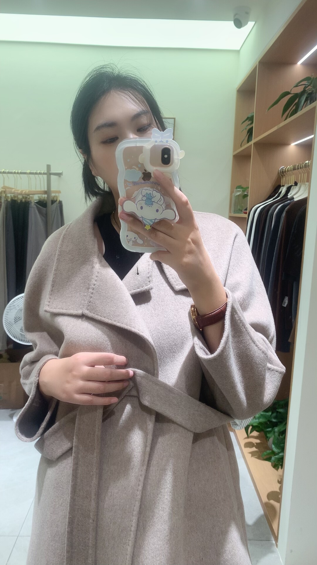 澳洲羊绒羊毛大衣女秋冬韩版时尚百搭小个子中长款羊毛呢腰封外套