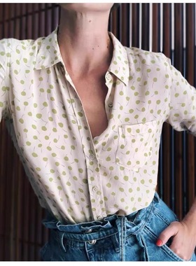 纯yuan！LS EQUPNENT16mm双绉 小清新 绿色小殷桃 单口袋修身版女