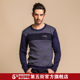 第五街5th street男装套头针织毛衫 商务休闲线衫男上衣14690005