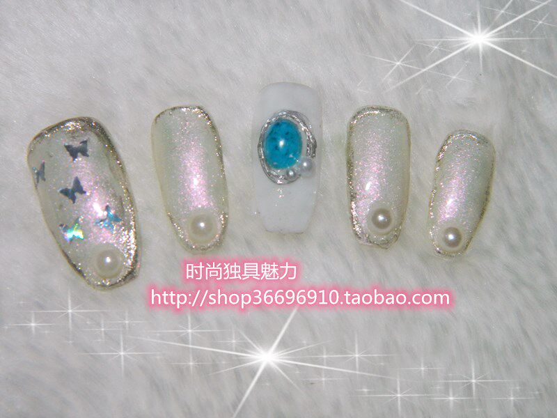 蝴蝶包邮网红可拆卸光疗手工新娘穿戴甲/甲片