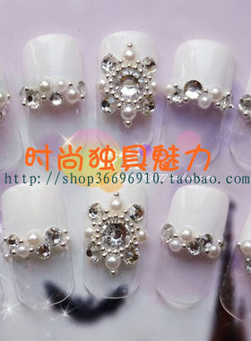 包邮法式高端网红光疗手工新娘假指甲穿戴式美甲贴片甲片成品可爱