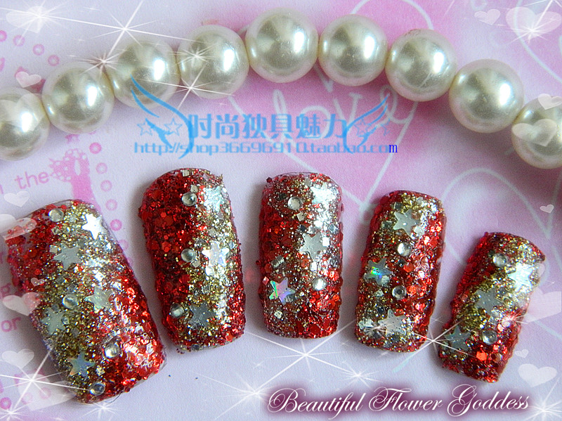 中国红包邮可拆卸网红光疗手工新娘假指甲穿戴式美甲贴片甲片成品