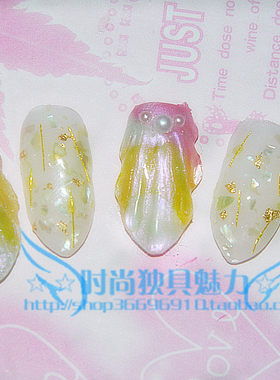 七彩贝壳包邮网红光疗手工新娘假指甲穿戴式美甲贴片甲片成品可爱