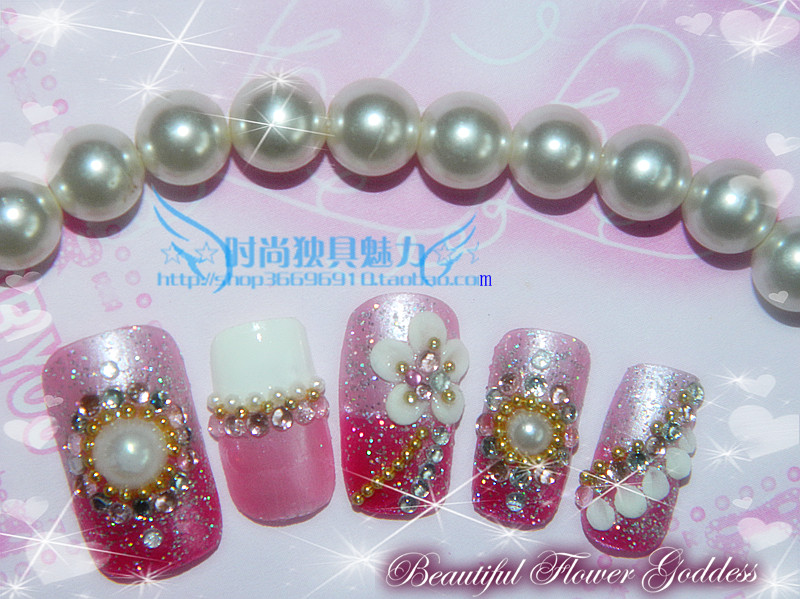 公主包邮网红可拆卸光疗手工新娘假指甲穿戴美甲贴片甲片成品可爱