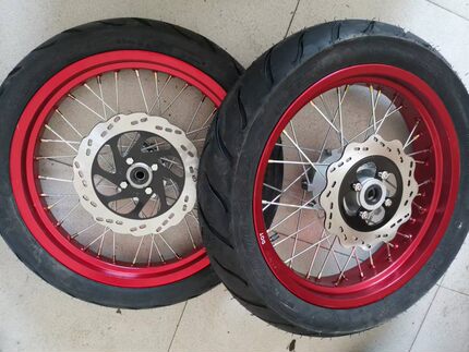 250CQR迈亚斯V3越野摩托车前后17寸公路胎铝合金轮辋轮毂轮子改装