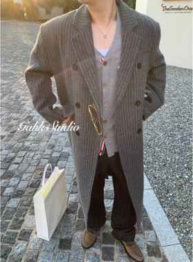 GAHKSTUDIO【高奢定制】设计师款轮廓剪裁走线设计100羊毛大衣