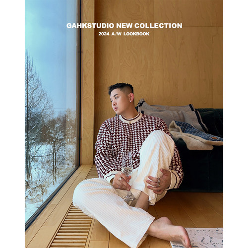 GAHKSTUDIO「纽约上东区老钱」新年配色高级感千鸟格毛衣