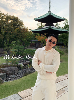 GAHKSTUDIO新贵风经典帅气极简薄款针织长袖polo显身材帅气3色