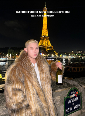 GAHKSTUDIO「巴黎贵公子」环保银狐狸毛皮草风衣