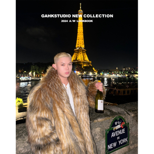 GAHKSTUDIO「巴黎贵公子」环保银狐狸毛皮草风衣