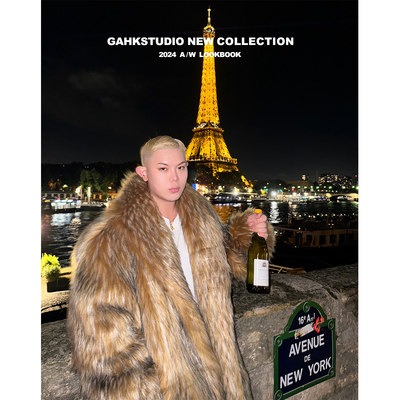 GAHKSTUDIO「巴黎贵公子」环保银狐狸毛皮草风衣