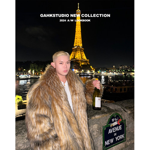 GAHKSTUDIO「巴黎贵公子」环保银狐狸毛皮草风衣
