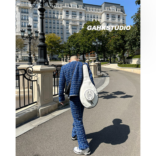 蓝色银边小香风长裤春秋