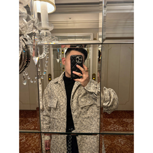 Magadeth店主私服 极简高级小香风粗花呢轮廓衬衫 加厚可当外套