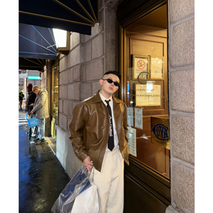 Magadeth 经济上行时期店主私服 L*P 定染高级老钱极简皮夹克