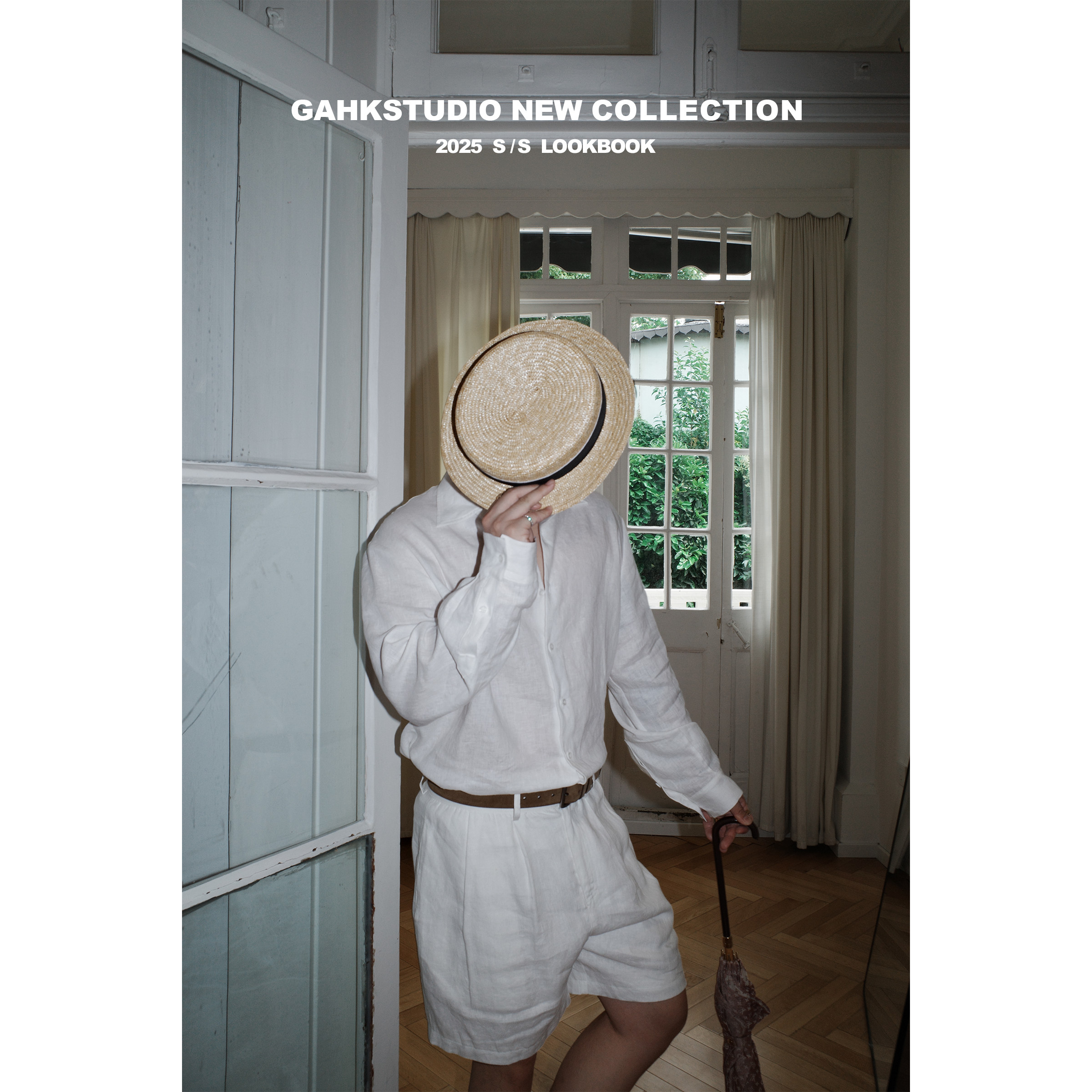 GAHKSTUDIO「25度假系列」夏季百搭款万年款新贵白色亚麻长袖衬衫