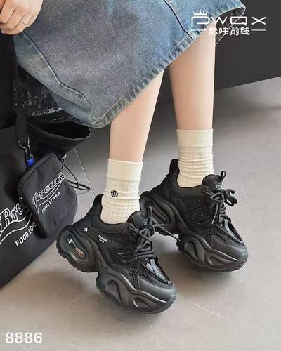 品味前线2025秋季新款时尚百搭真皮厚底老爹鞋女透气休闲运动鞋