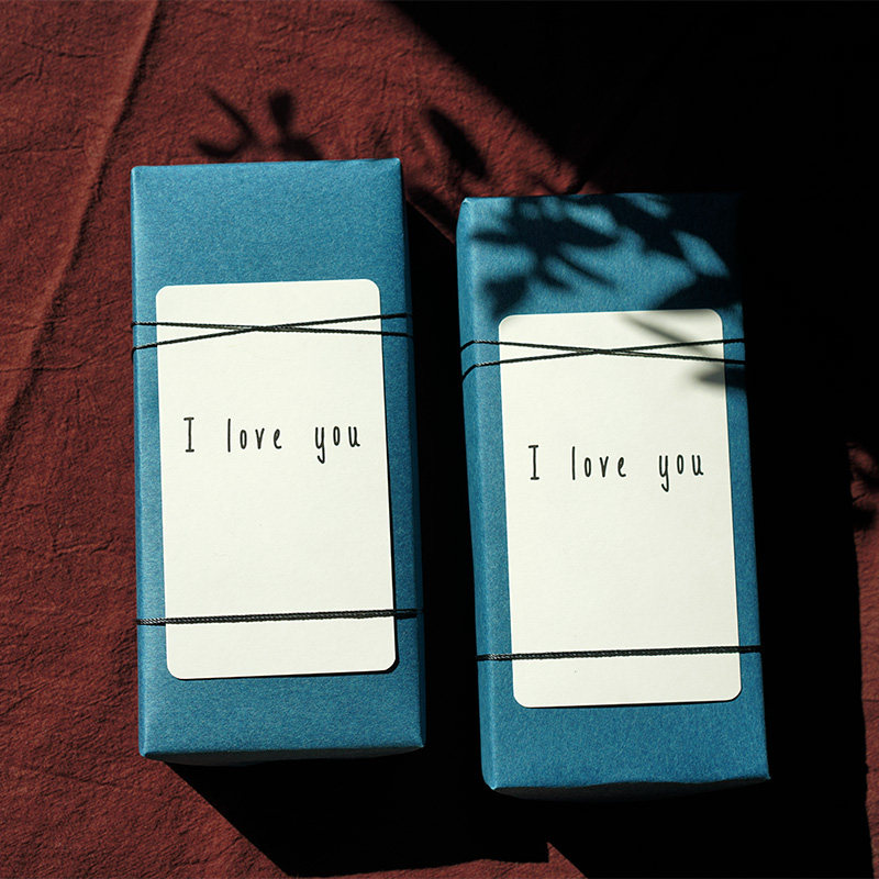 海蓝纯色大张礼物包装纸礼品diy套装 i love you卡片简约原创设计