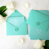 浪漫气质通用 粉若卡铺 蒂芙尼色纯色信封信纸火漆章套装 blue