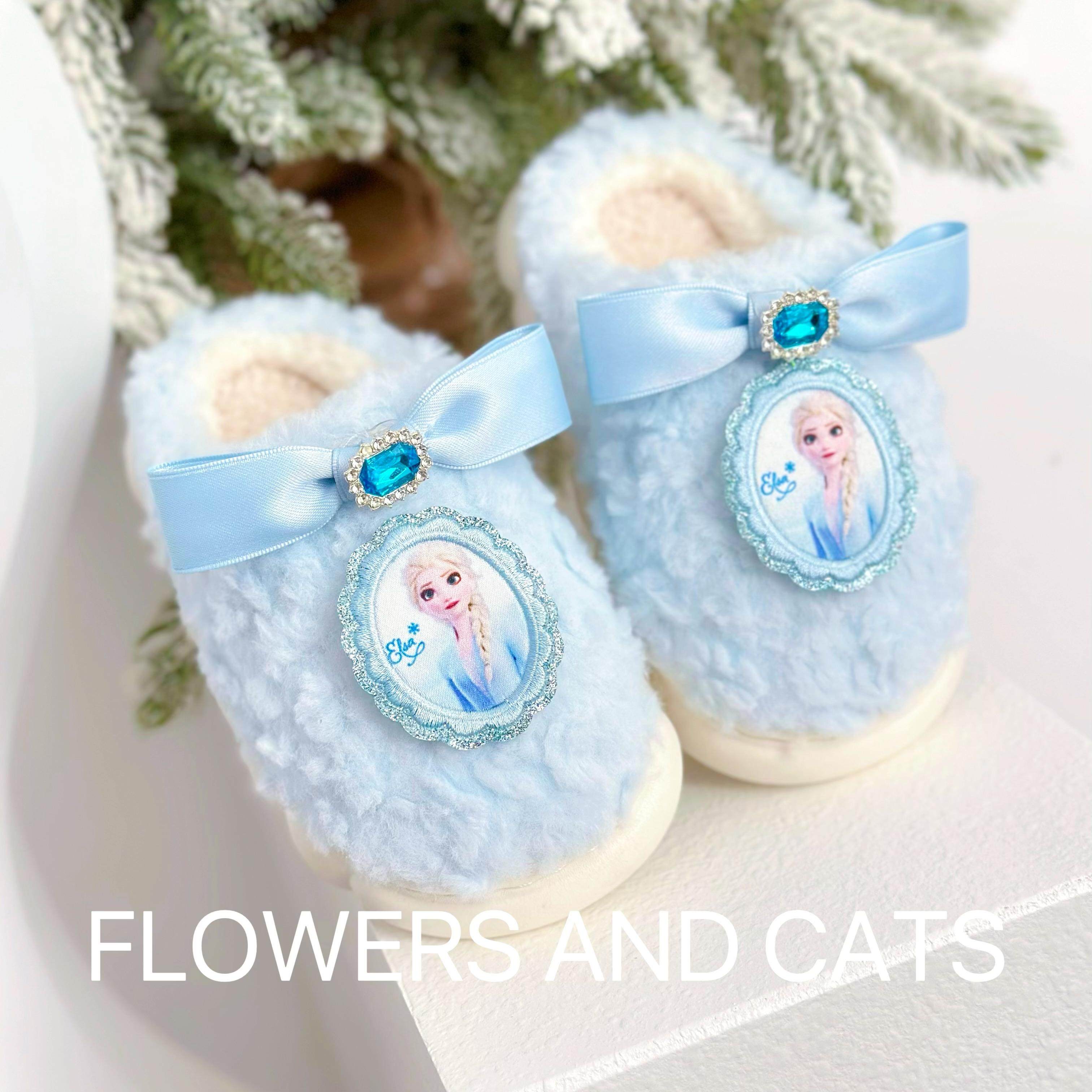 爱莎儿童拖鞋冬季室内家居卡通加绒厚底宝宝棉拖保暖女童棉拖鞋T