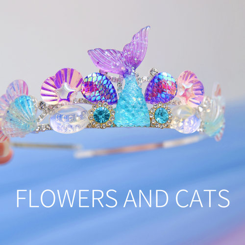 flowersandcats女童海洋鱼尾发箍