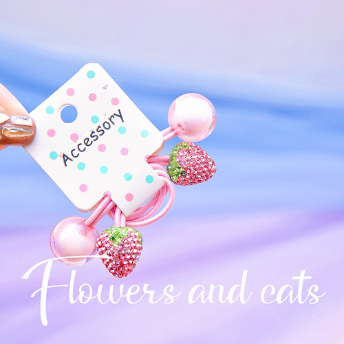 flowersandcats女童草莓发绳镶钻