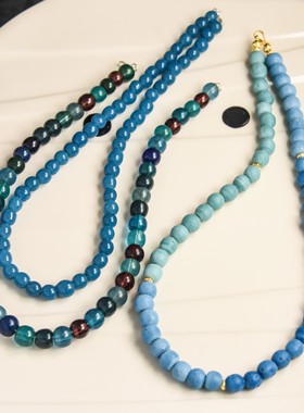 菱叶萦波荷飐风，荷花深处小船通。海洋西亚琉璃项链女款2024新款