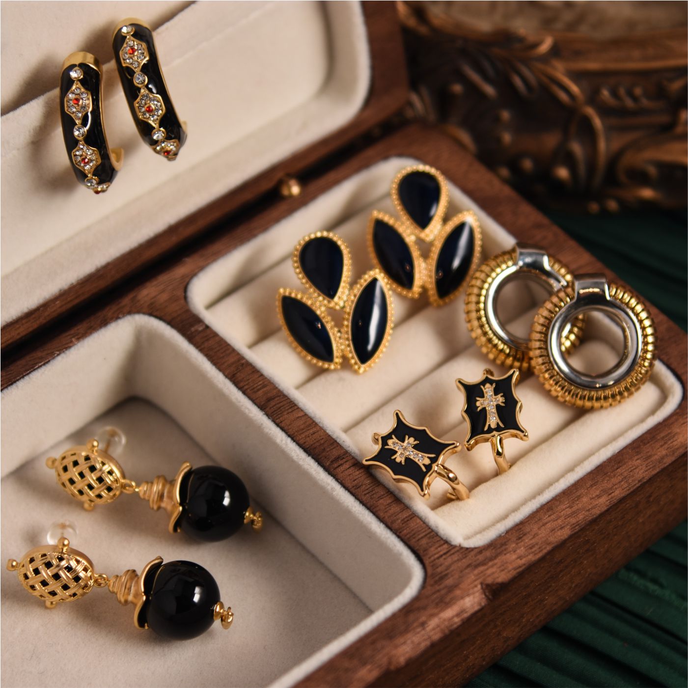 复古宫廷高级黑色系列耳环