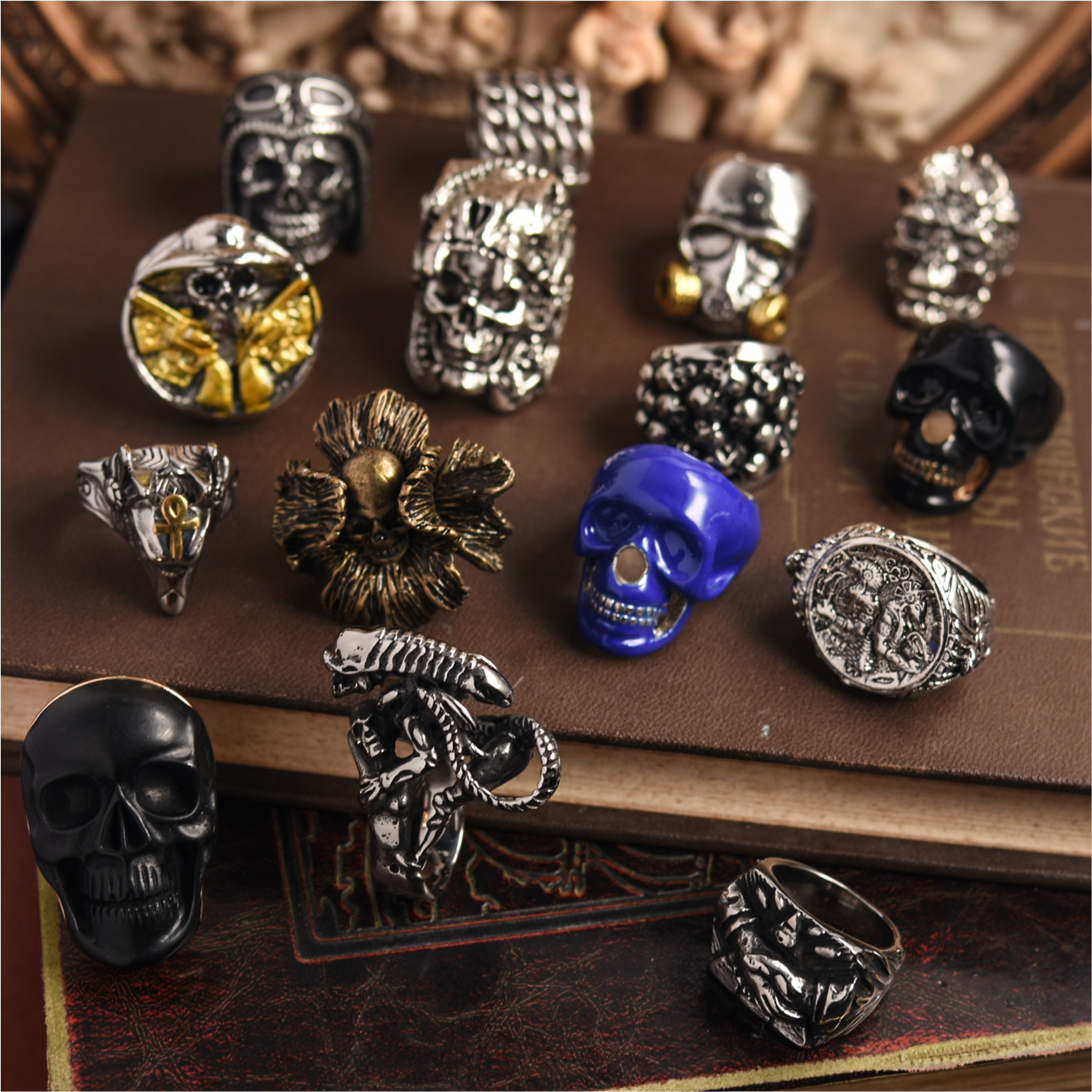 冬宜密雪，有碎玉声。赛博朋克戒指孤品骷髅毒液小众男夸张