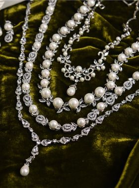 复古宫廷珍珠项链耳环拍照绝绝子