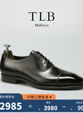 美勋代理 西班牙TLB固特异手工皮鞋黑色牛津鞋男商务休闲正装绅士