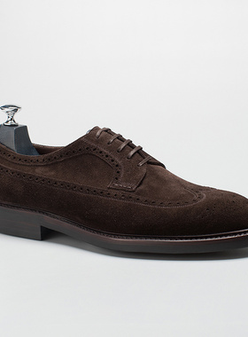 美勋代理西班牙TLB手工固特异棕翻毛德比皮鞋男商务正装休闲新款