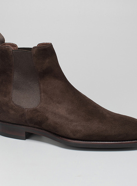 美勋代理西班牙TLB手工切尔西靴男深棕翻毛商务休闲皮靴冬季新款