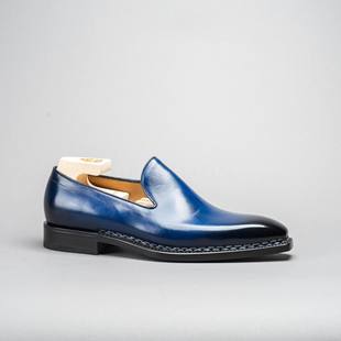 蓝色现货 意大利Paolo Scafora官方代理手工挪威缝Loafer乐福皮鞋