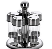 旋转式 有盖二头三头五头厨房用品调味罐盐罐PC调味盒调味瓶套装
