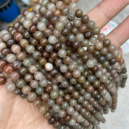 天然红发晶圆珠散珠子串珠手串隔珠手工diy手链饰品配饰材料