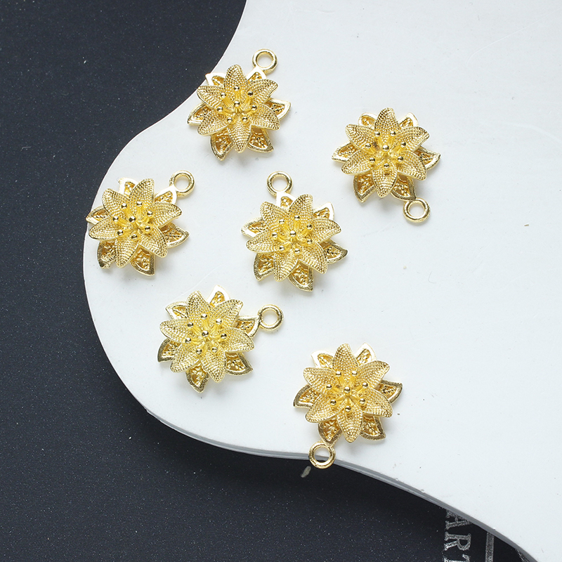 合金保色三层花朵吊坠手工diy项链耳环发饰凤冠流苏配件材料