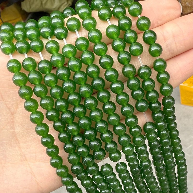 DIY天然玉髓圆珠4-12mm碧玉色隔图片