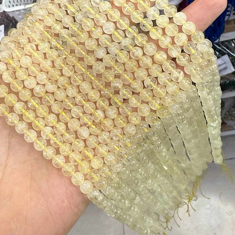 天然柠檬黄水晶散珠子diy手工串珠手链项链耳环饰品配件材料