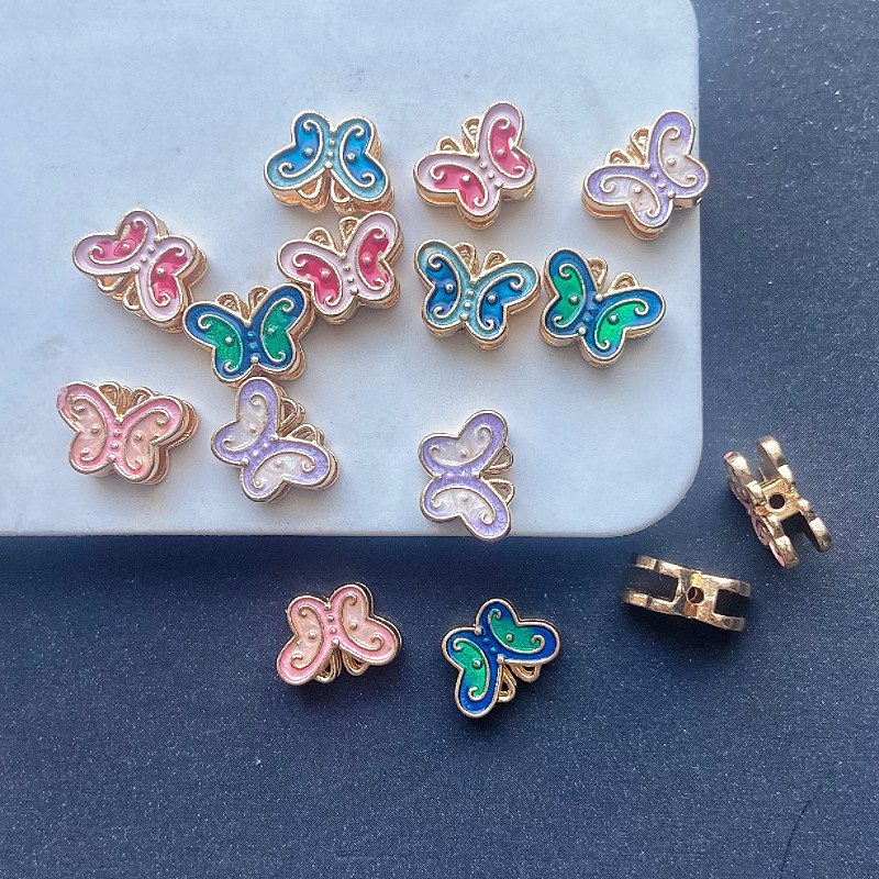 合金滴油珐琅景泰蓝蝴蝶烧蓝DIY佛珠手链吊坠手链毛衣链配件背云