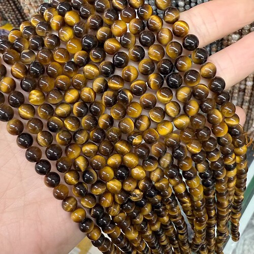 天然黄虎石5a7a精品圆珠4-14mm散