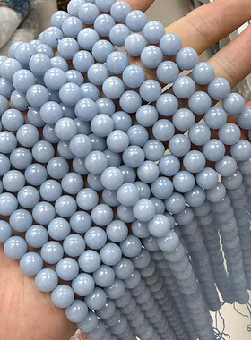 6-10mm天然蓝天使圆珠散珠子 手工diy手链项链串珠饰品配件材料