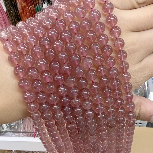 4-12mmDIY天然草莓晶散珠圆珠手