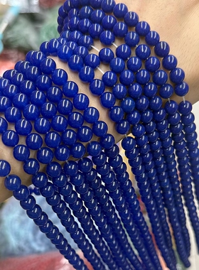 4-12mm DIY深蓝色玉髓散珠子半成品手工串珠水晶半成品圆珠材料