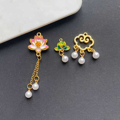 古法diy保色莲花手链项链哑金